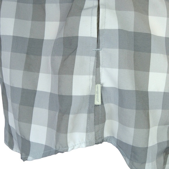 Eddie Bauer Nylon Blend Side Vent Roll Tab Sleeve Button Down Checkered Shirt - Picture 5 of 10
